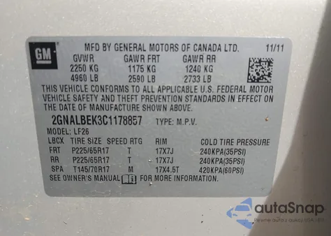 2012 Chevrolet Equinox Ls from USA, damaged, VIN 2GNALBEK3C1178857